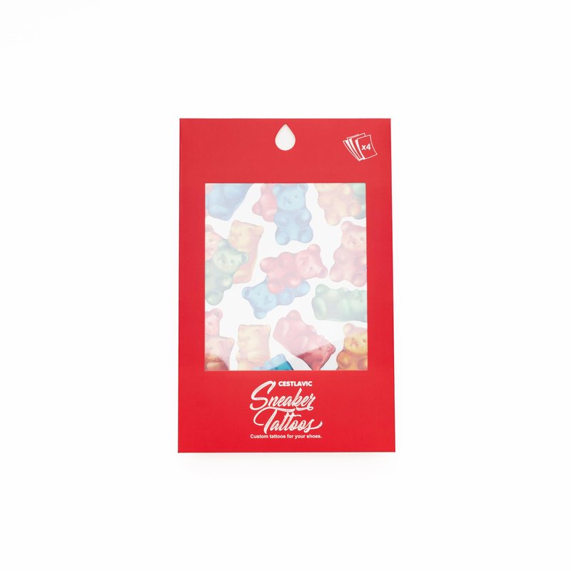 Sneaker Tattoos, 4 Custom Tattoo Sheets, 200+ Artwork, Leather Graphic Transfers (Gummy Bears)