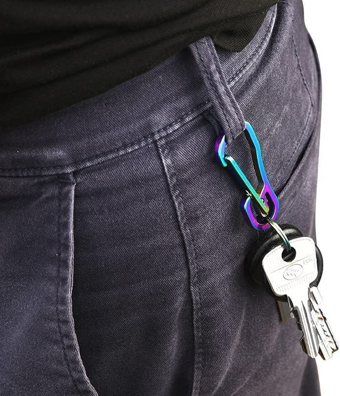 2 Pack Titanium Carabiner Clip Keychain Set - Quick Release Hooks