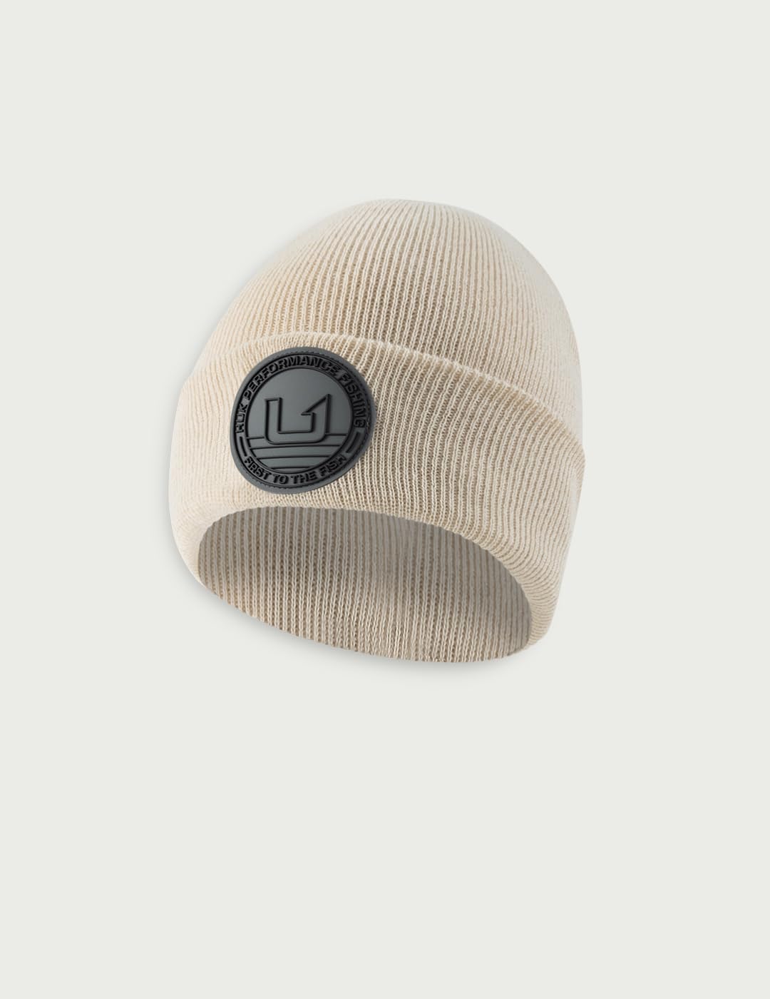 HUK Mens Embossed Beanie, Soft, Warm, and Comfortable Knit Fishing Hat for Cold Weather, Natural, One Size