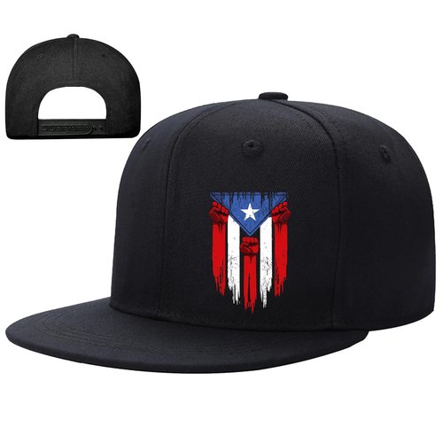 Snapback Hats for Men Women Flat Bill Hats Mens Puerto Rico Flag Hat Black Fitted Baseball Hat for Men Adjustable Hip Hop Cool Trucker Caps Workout Dad Patriotic Skateboard Accessories Gifts