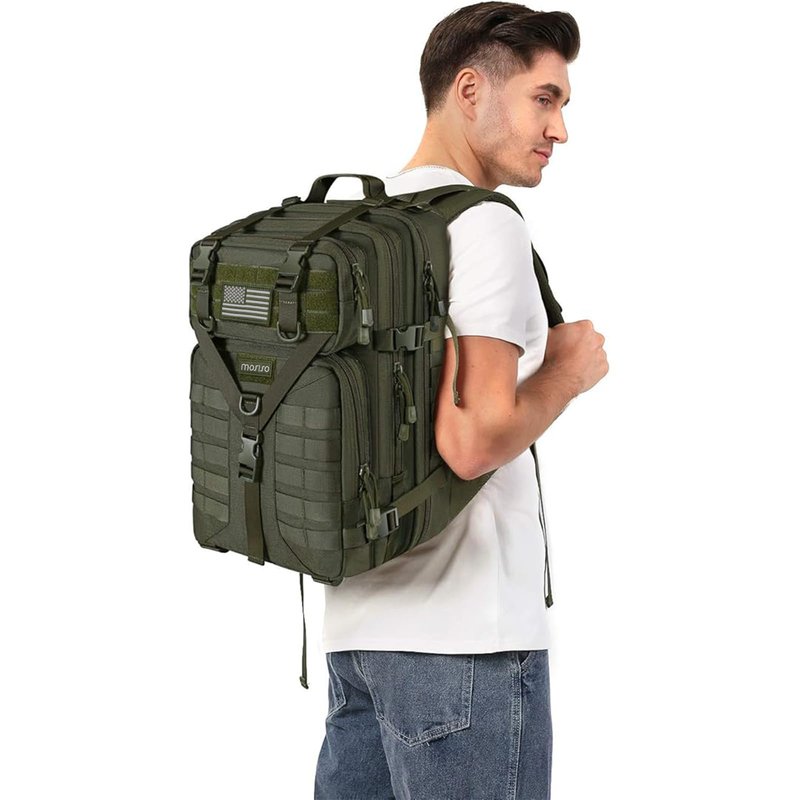 MOSISO 50L Tactical Backpack, Large Men 3 Day Assault Rucksack Military Daypack,Army Green