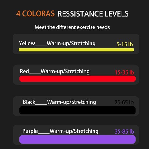Umicclits Rubber Resistance Bands Set - Elastic Workout Bands for Men & Women, Heavy Duty Fitness Bands Kit for Home Gym, Physical Therapy and Stretch Training-4 Levels