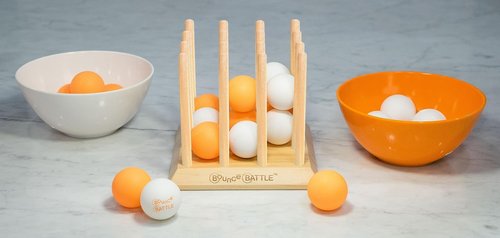 Bounce Battle Wood Edition - Fast-Paced Skill & Strategy Game for Kids | Includes 27 Balls & Wooden Cube