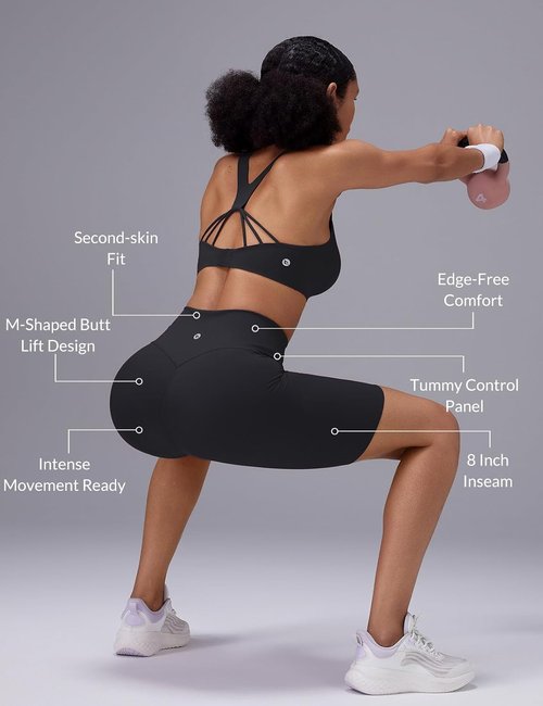 Baleaf Women's Biker Shorts - 8" High Waist Tummy Control & Butt Lifting Yoga Shorts