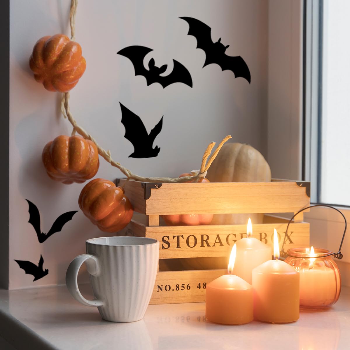 Bats Wall Decals, Halloween Gothic Home Decoration, Large Bats Wall Sticker Room Decor, Wall Decor Mural for Nursery Bedroom Living Room Kitchen Home Decoration.