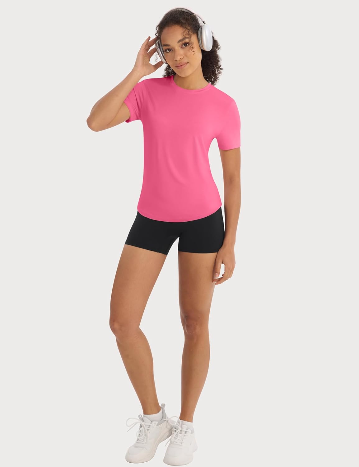 Skiennix Workout Tops for Women - Crew Neck Dry Fit Athletic T-Shirts | 5 Pack for Gym & Yoga Fitness