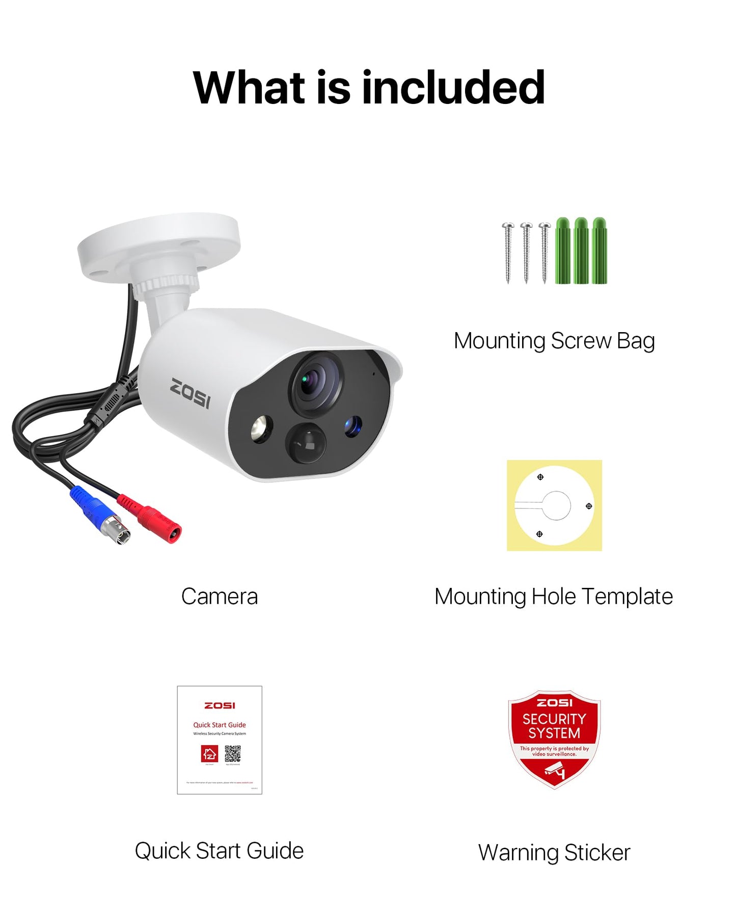 ZOSI 1080P HD-TVI Add On Camera, 2MP 1920TVL Indoor Outdoor Surveillance Home Security Camera with Audio, Night Vision, Smart Motion Detection, IP66 Weatherproof, Only Work 3K Lite CCTV DVR