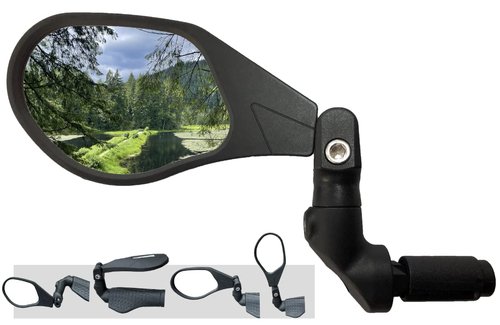 Hafny NEW Bar End Bike Mirror, HD Automotive Grade Glass Lens, Large Surface, Shatterproof, Multi-Angle Adjustable, E-Bike Mirrors (HF-M903RB-FR08) (HF-M903LS-FR08 (Left Side, Silver Glass))