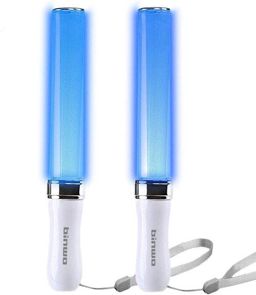BINWO Reusable LED Glow Stick with 15 Multicolor(1pcs), Equipped with 3 x AAA Batteries Powered LED Stick, Concert Glowstick, Raves (15+ Years Old)