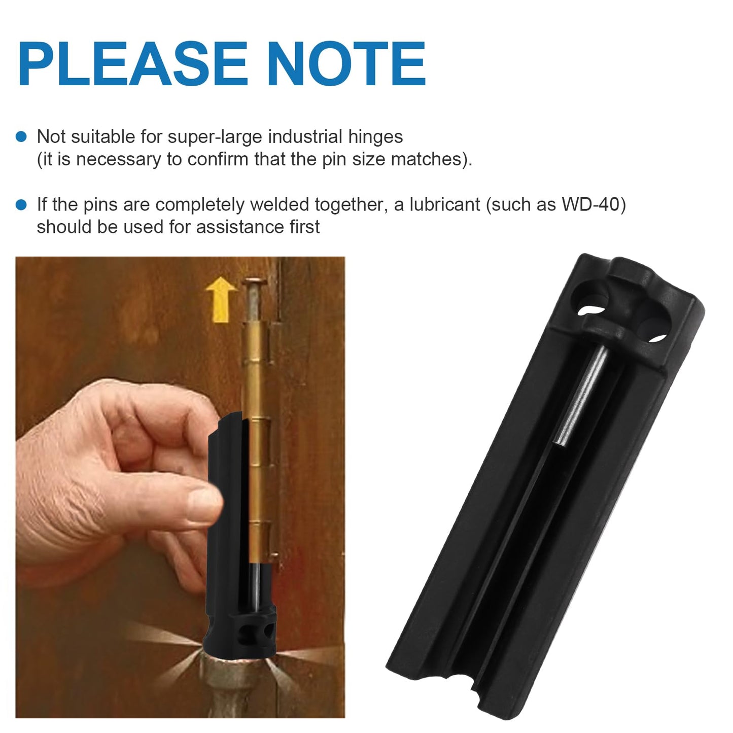 Door Hinge Pin Remover Tool Fit for Hinge Outlet Pin Popper, Heavy-Duty Alloy Steel Pin with Durable - Design Ergonomic Door Pin Popper Hinge Removal Tool, 1 Pcs
