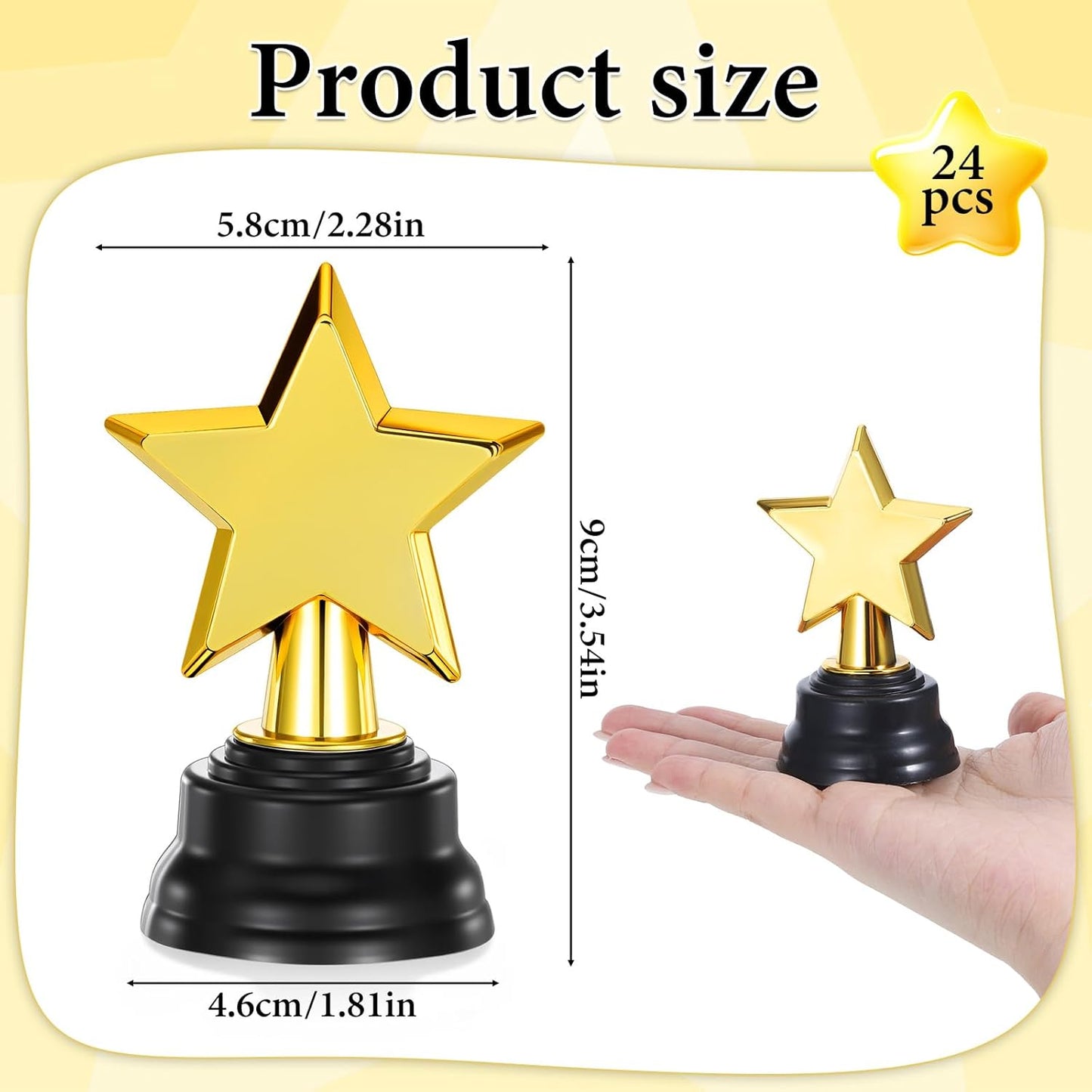 Mini Star Trophy Awards by [Brand Name] - 24 Pack Gold Plastic Trophies for Party Favors & Sports Events (3.5 Inch)