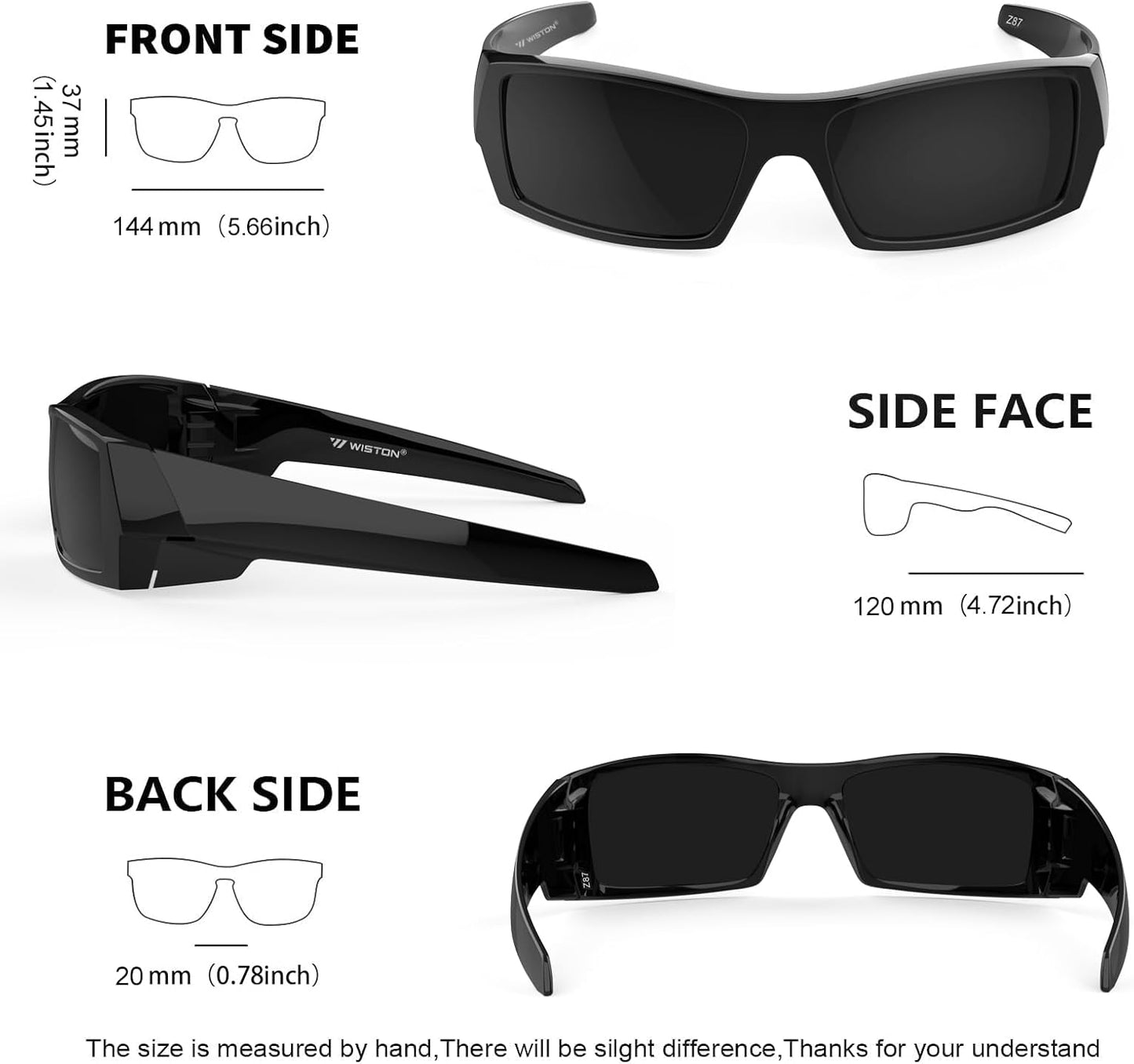 WISTON Z87 Sunglasses - Wrap Around UV400 Safety Glasses for Men | Ideal for Sports & Work