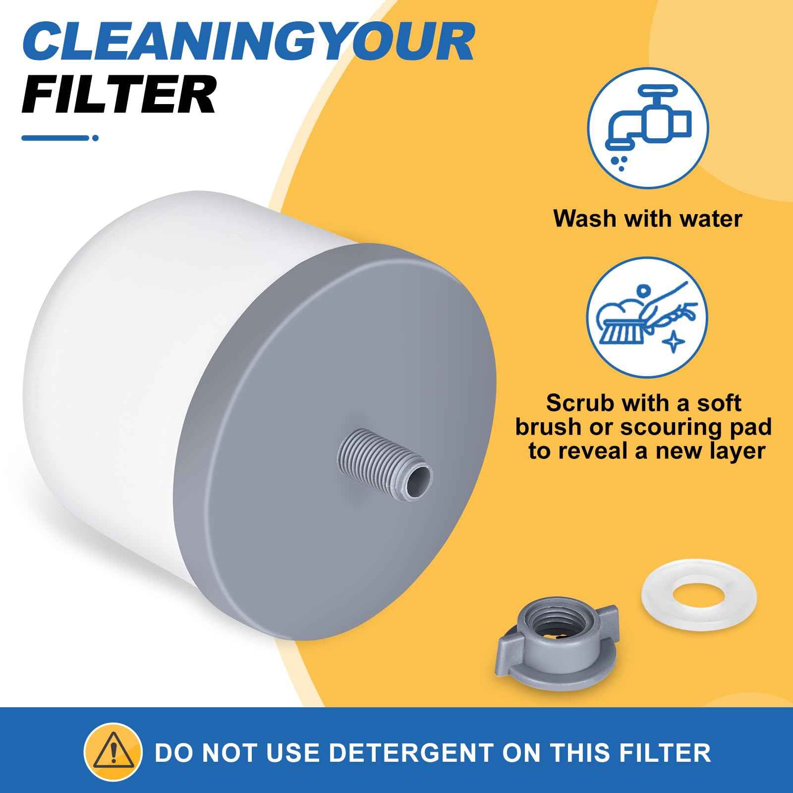 YKMGON Replacement Ceramic Dome Water Filter with Coconut Shell Activated Carbon， 0.2 to 0.5 micron for Countertop Water Filter System 2PACK