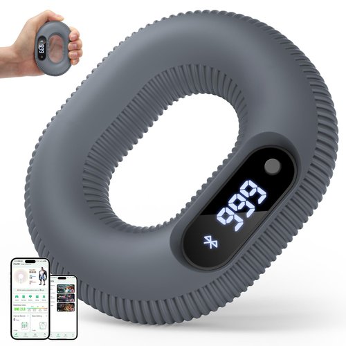 Smart Grip Strength Trainer with Bluetooth APP - Squeeze to Play Games & Scroll TikTok Hands-Free, Soft Silicone, Portable Hand Exercise for Strength, Stress Relief & Rehab (30 LB)