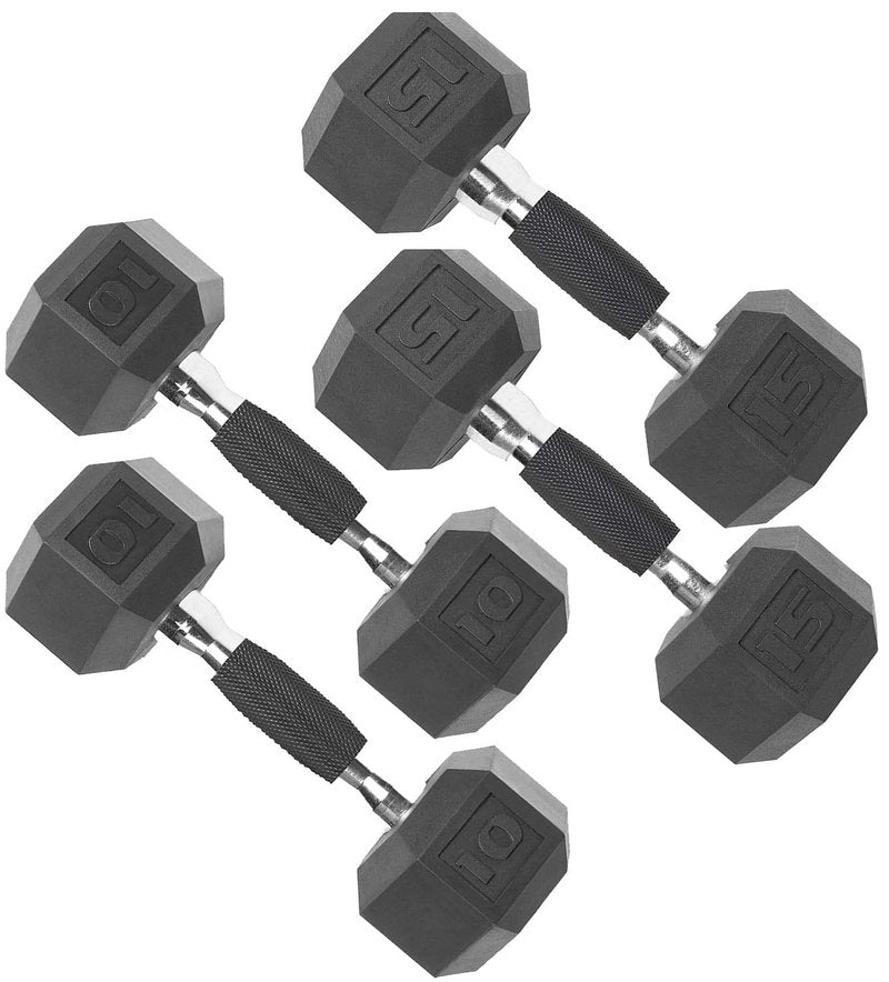 CAP 50 lbs Coated Dumbbell Set with Comfort handle, 10LBx2, 15lbx2