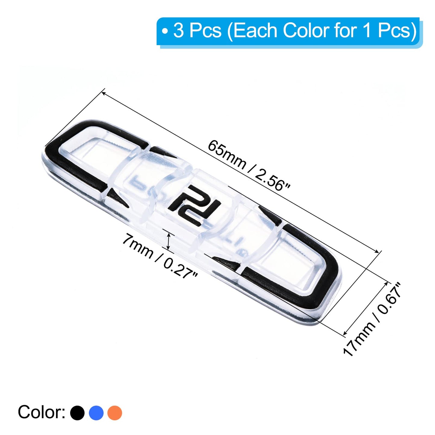 PATIKIL Tennis Racket Vibration Dampener, 3 Pack Soft Silicone Racquet Shock Absorber String Damping, Black, Blue, Orange