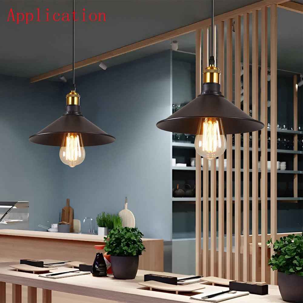 CUFEAL 3-Pack 8.7"Industrial Iron Lamp Shade, Light Cone Shade Black Pendant Light Covers, Vintage Metal Replacement Lampshade, Ceiling Chandelier Shade, Wall Lamp Shade
