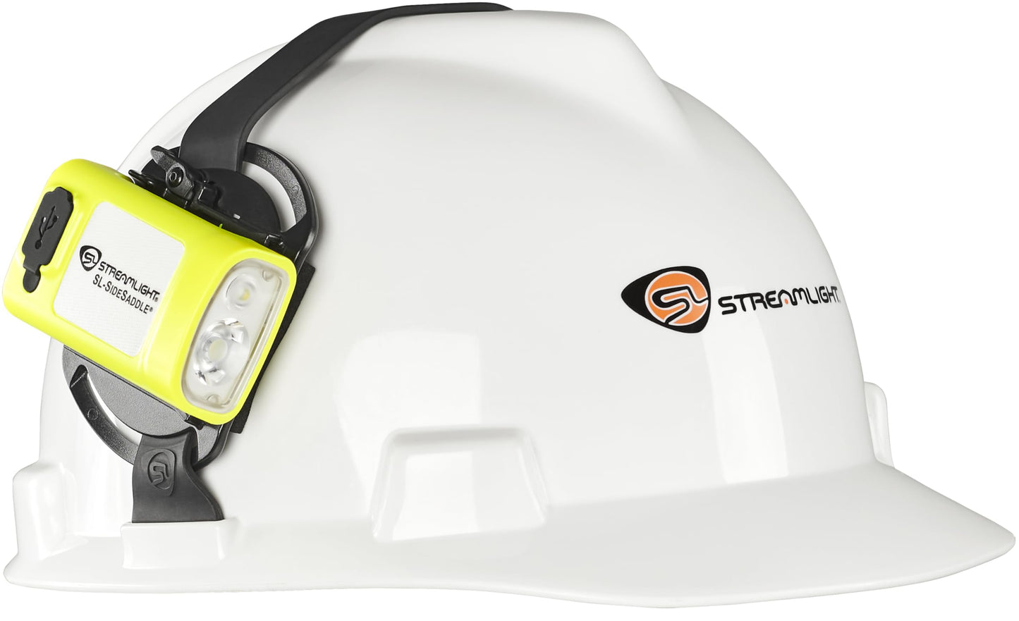 Streamlight 61631 SL-Sidesaddle 400-Lumen USB Rechargeable Hands-Free Universal Hard Hat, Helmet, and Headgear LED Light with Mount Kit, Rechargeable Battery, USB-C Cable, Yellow