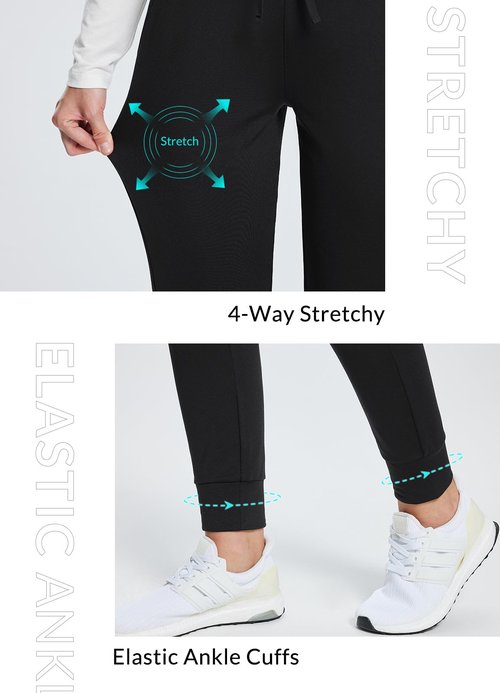 baleaf Women's Winter Pants Snow Waterproof Fleece Lined Leggings Joggers Sweatpants Thermal Warm High Waisted Cold Hiking Clothing Black L