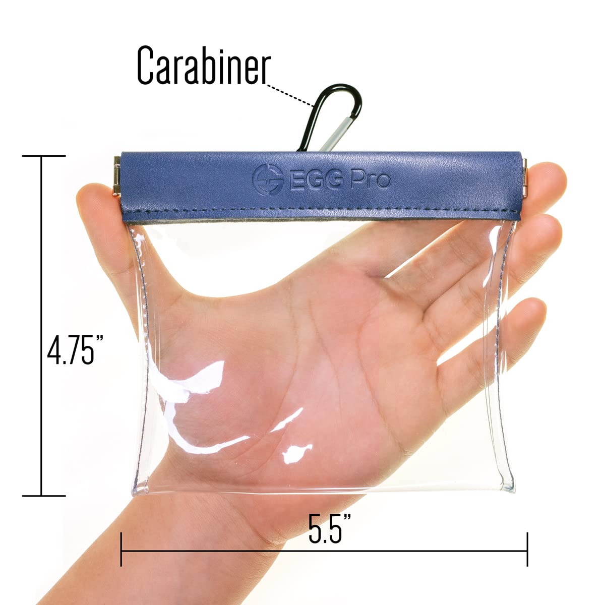 EGG PRO Golf Tees Pouch Bag with Hanger, Clear Transparent Wide Squeeze Top Bag Tee Holder, Store Golf Essentials and Valuables - Navy Color