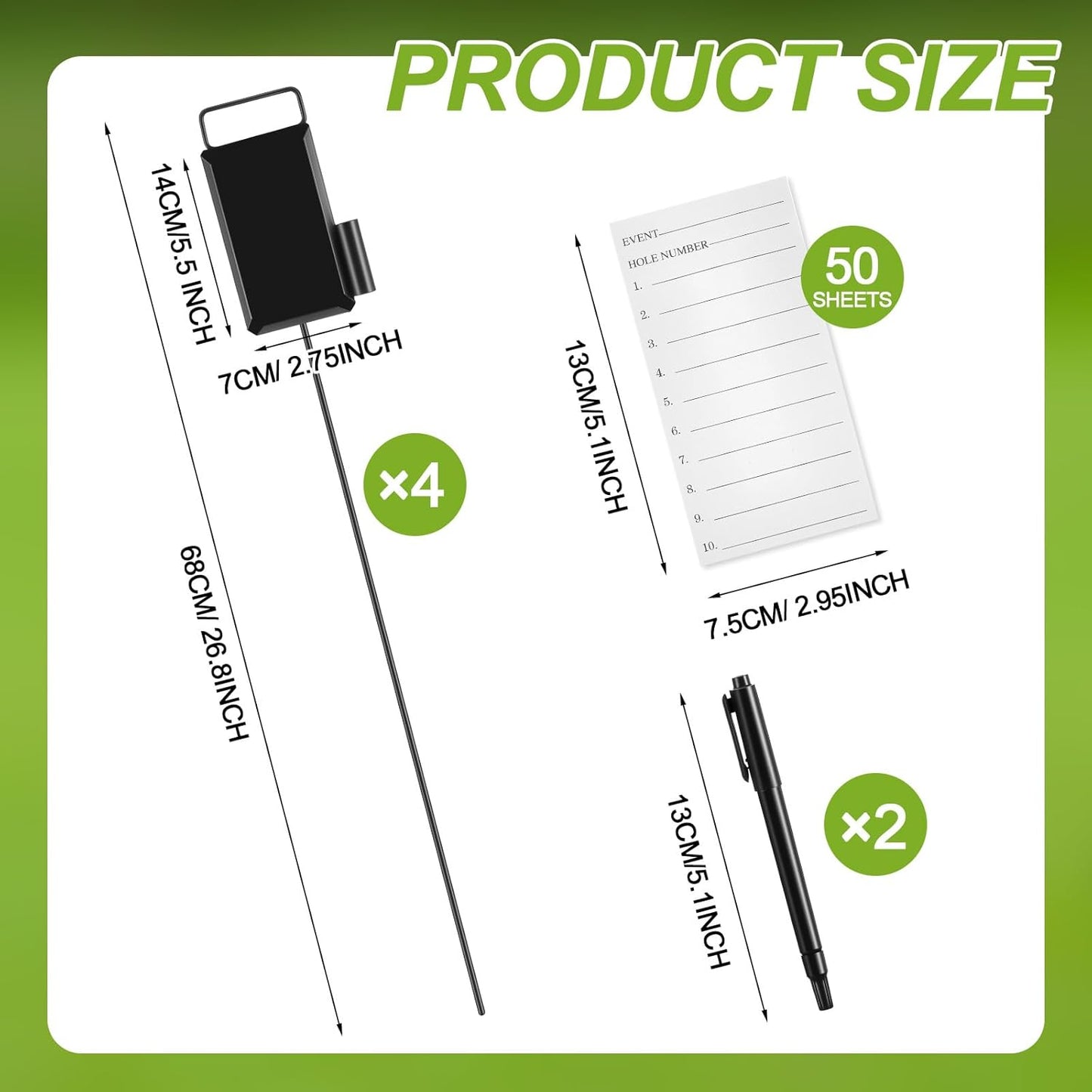 Shappy Golf Proximity Marker - Closest to The Pin CTP with Black Pens & 50 Sheets Cards | 4 or 6 Pack