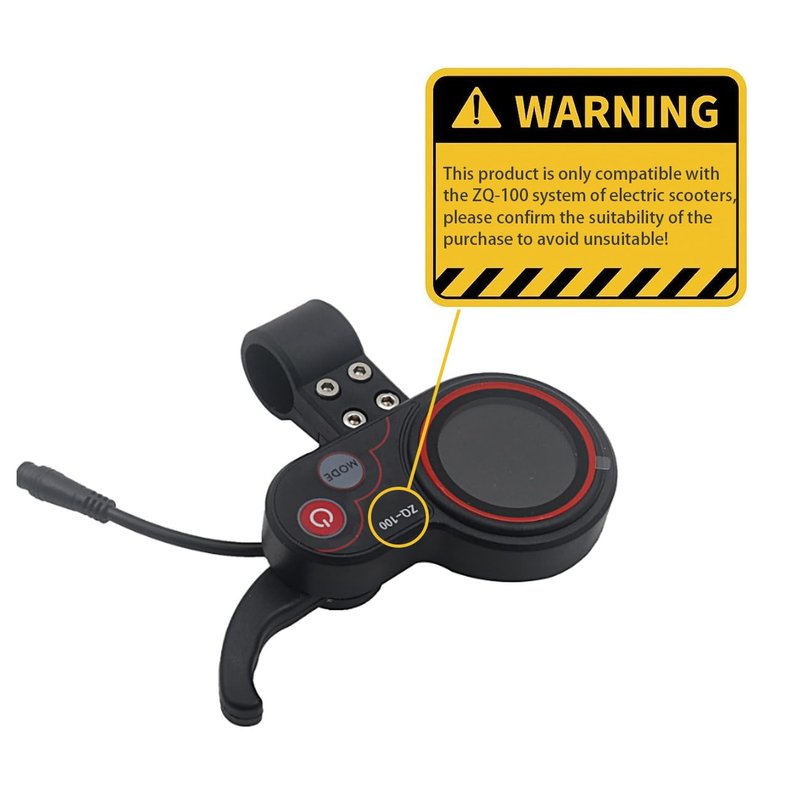 Wokyo ZQ-100 6 Pin Electric Scooter LCD Display Throttle Meter, Communication Instrument for Electric Scooter Controller, Electric Scooter Display Panel with Thumb Throttle Control