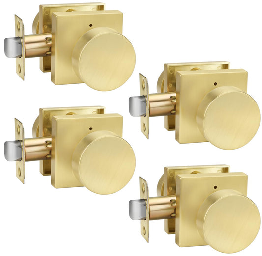 goldenwarm Privacy Gold Interior Door Knobs, Zinc-Alloy Heavy Duty Interior Door Knobs Bedroom, Contemporary Brass Door Knob Handle Privacy, Brushed Gold Door Knob Interior for Bathroom(4 Pack)