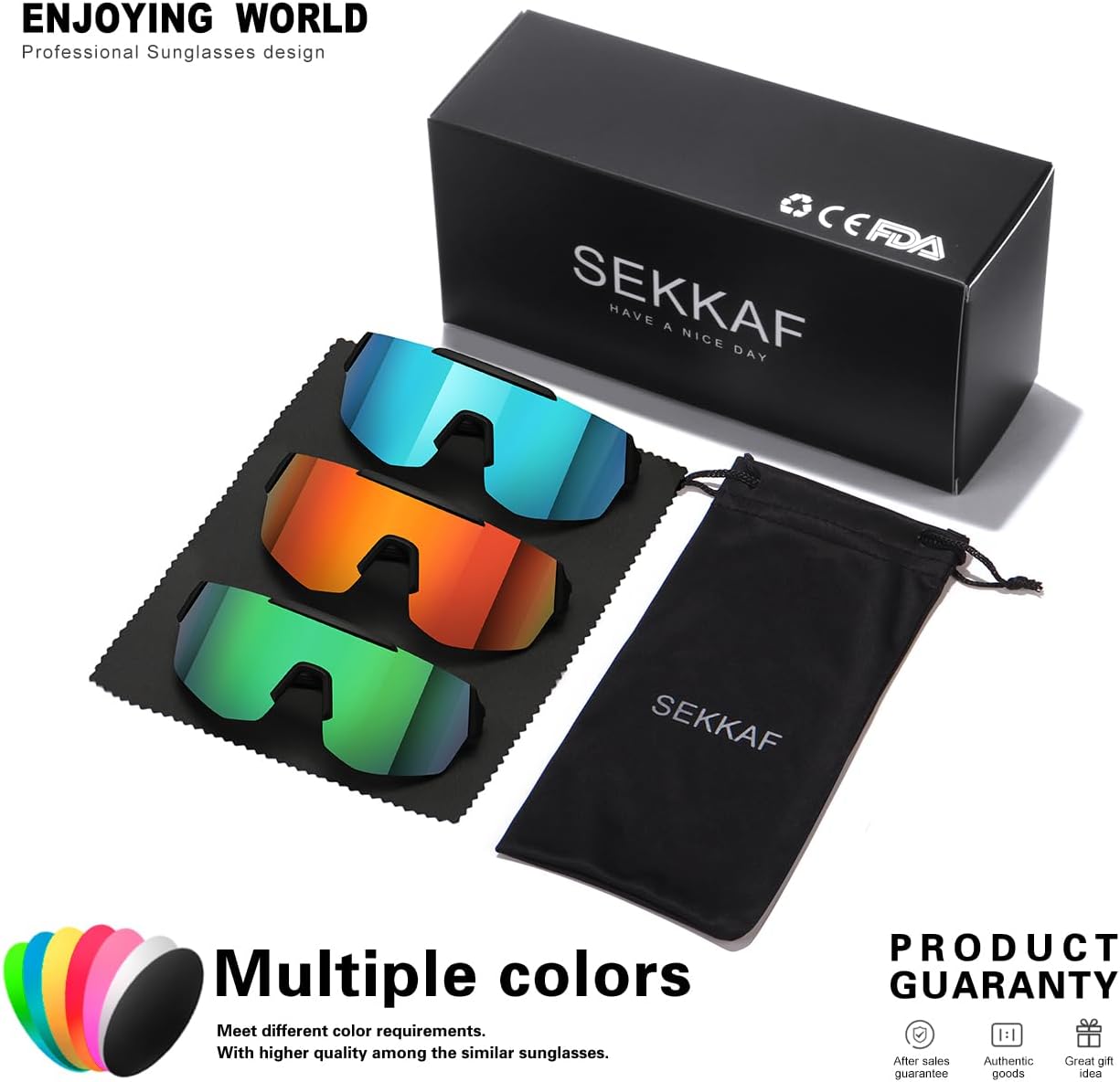 SEKKAF 3Pack Youth Baseball Sunglasses for Boys Girls Kids Sports Softball Cycling Sun Glasses UV Protection Goggles