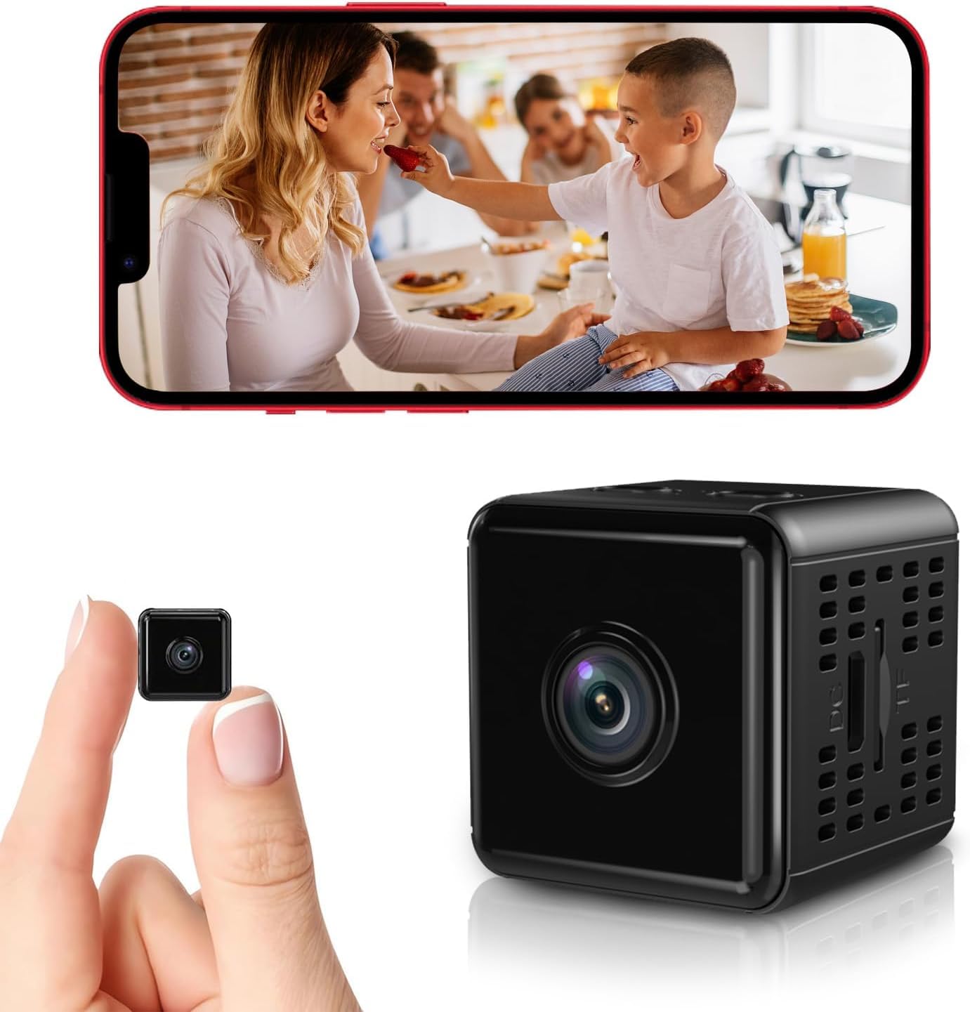 Hidden Camera,1080P WiFi Spy Camera - with Night Vision & Motion Detection, Wireless Indoor Security Camera for Pet/Baby/Nanny, App Live Feed, Smallest Smart for Home Monitoring