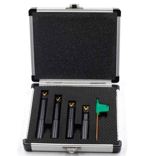 OSCARBIDE 1/2"Round Shank Boring Bar Set, 90 Degree with Indexable Carbide Inserts TCMT21.51(TCMT110204),4 Pieces/Set