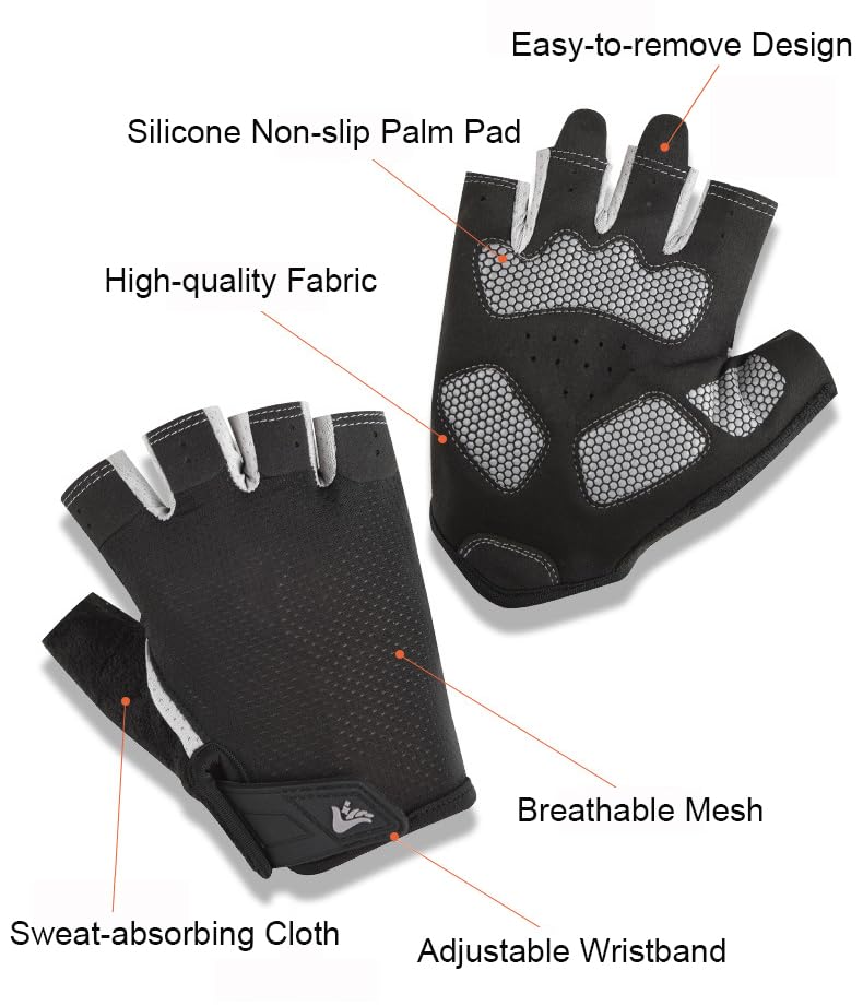 Breathable Workout Gloves for Weightlifting & Exercise - Black, Medium
