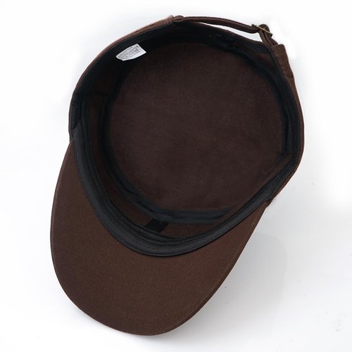 YeeHeen Cadet Army Cap for Men Women Twill Military Corps Hat Flat Top Cap Brown