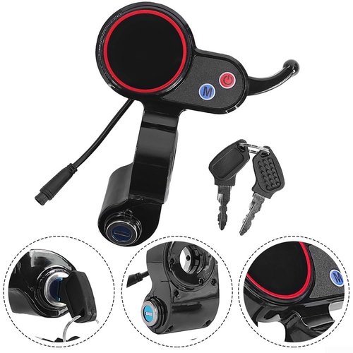 Electric Scooter LCD Display Meter - 22.2mm LH-100 Thumb Throttle with Waterproof 5P Connector for 24V, 36V, 48V, 60V E-Bikes - Enhance Performance for Hitway H5 Scooters
