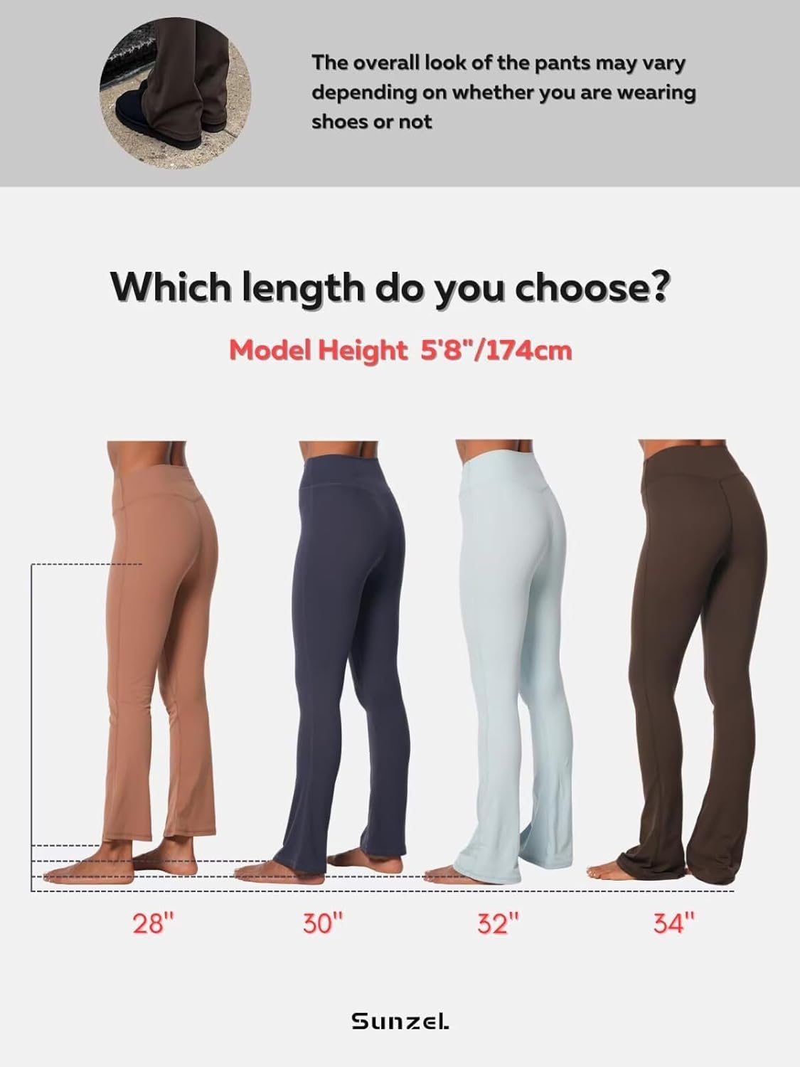Sunzel High Waist Mini Flared Leggings - Tummy Control Yoga Pants for Women | Casual Flare Design
