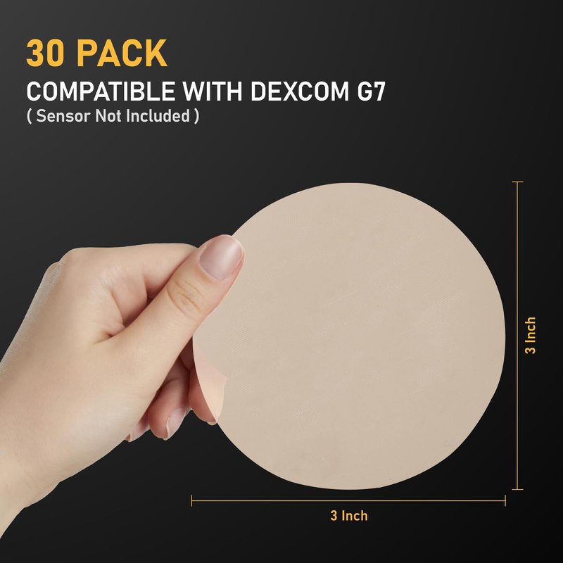 ANGTICS Dexcom G7 Over Patches Waterproof, 30PCS Cgm Sensor Patch Stelo Adhesive Patches G7 Overpatch Full Cover Without Hole, 10+ Days Long Stay, Sensor is Not Included (Tan)