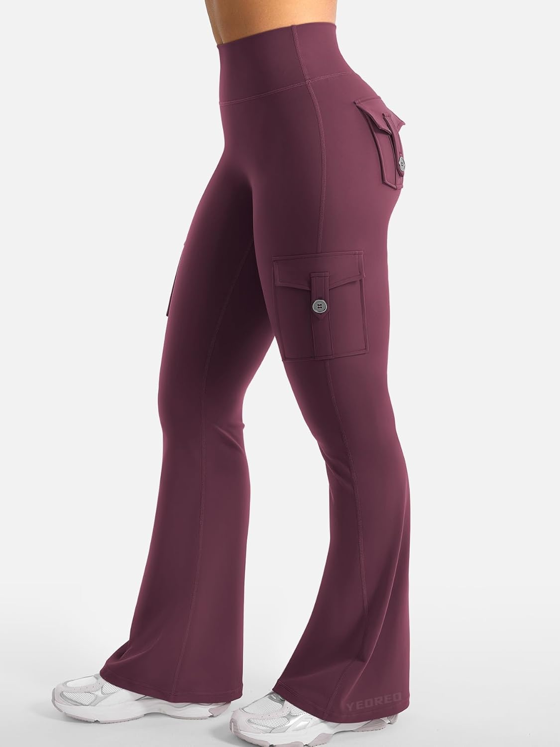 YEOREO CoreFlex Women's High Waisted Flare Leggings - Hidden Pockets & No Front Seam for Gym & Yoga