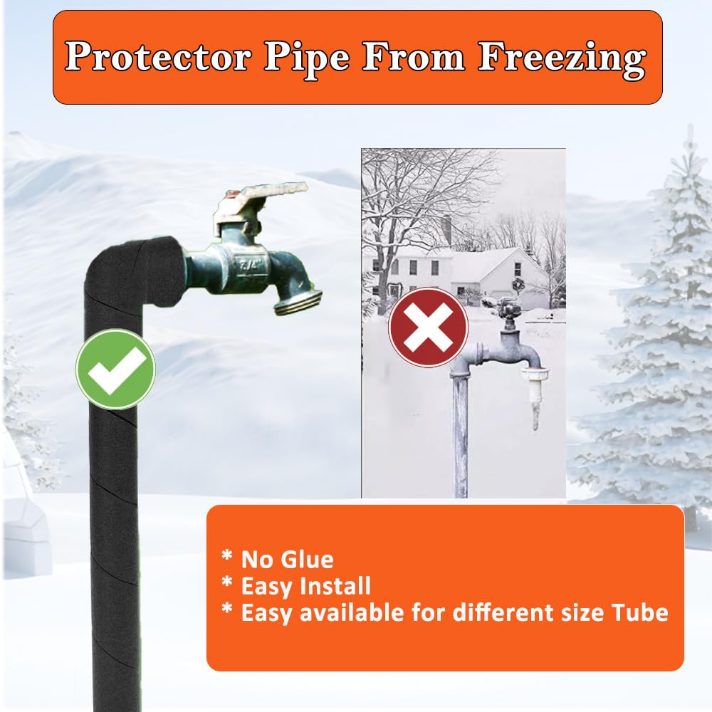 3 Pack Pipe Insulation Foam Tube - 15.8 Inches Black Pipe Covers - Multi-Purpose Soft Foam Tubing for Outdoor Indoor Swimming Pool Handle Water Pipes