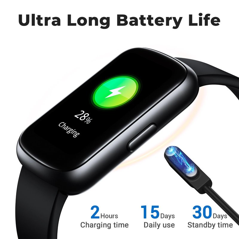 Fitness Tracker Smart Watch, 1.47" Full Touch Health Tracker with 24/7 Heart Rate & Blood Oxygen Monitor, Sleep Tracker, 3ATM Waterproof Step Tracker Activity Tracker for Women Men, Deep Black