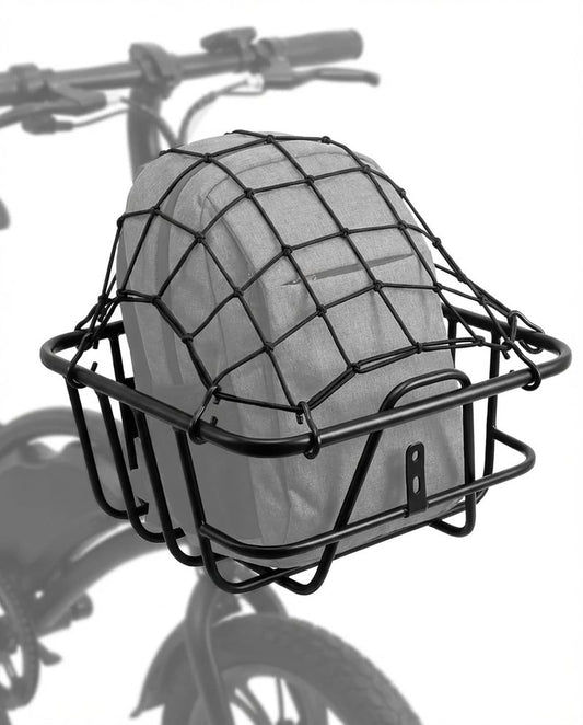 ANZOME Electric Scooter Basket & Bike Handlebar Bag – Stable Metal Wire Carrier with Cargo Net & Rainproof Cover – Front/Rear Rack Attachment for Commuting, Groceries, & Pet Transport (Black)
