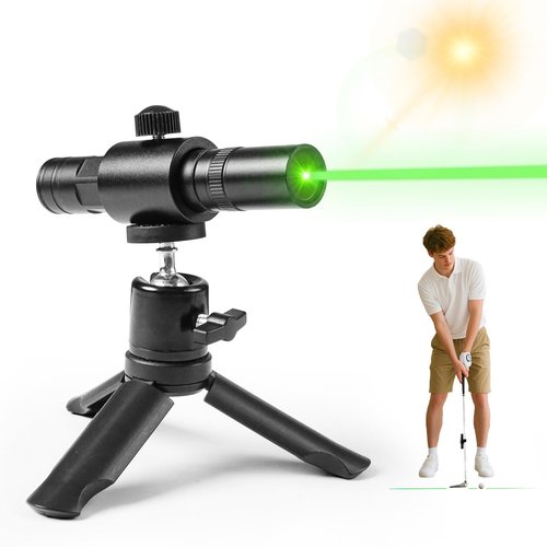 FINGER TEN Golf Laser Training Aid Target Alignment Tool for Indoor & Outdoor, Green Line Clear Visibility Putting Path Device with Two Models, Lightweight Swing Plane Corrector for Men Women (Black)