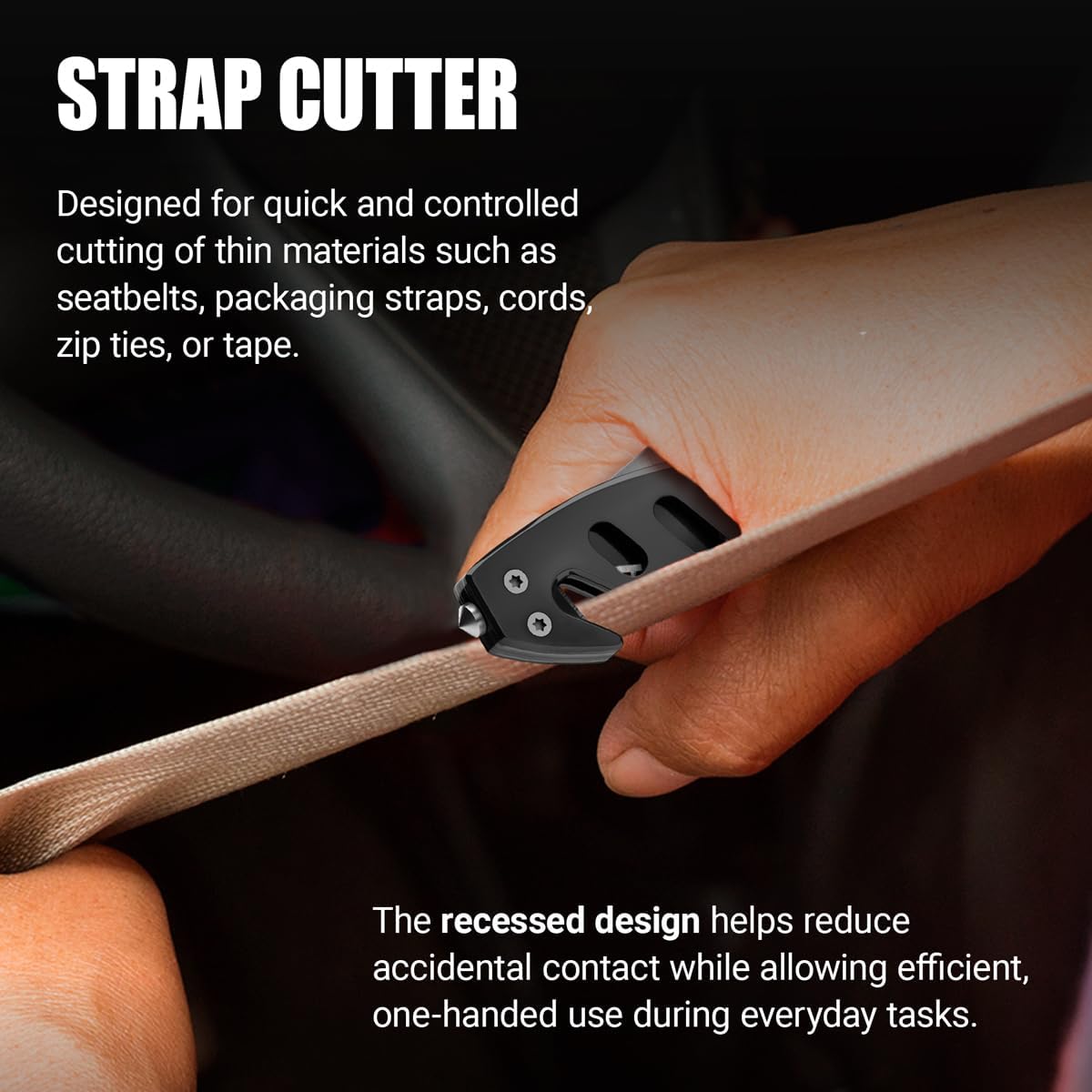 Skiennix Tactical Legal Knife - 2.68-Inch Serrated Blade | Compact Black Pocket Tool with Glass Breaker & Seatbelt Cutter - Perfect for Camping & EDC Gifts