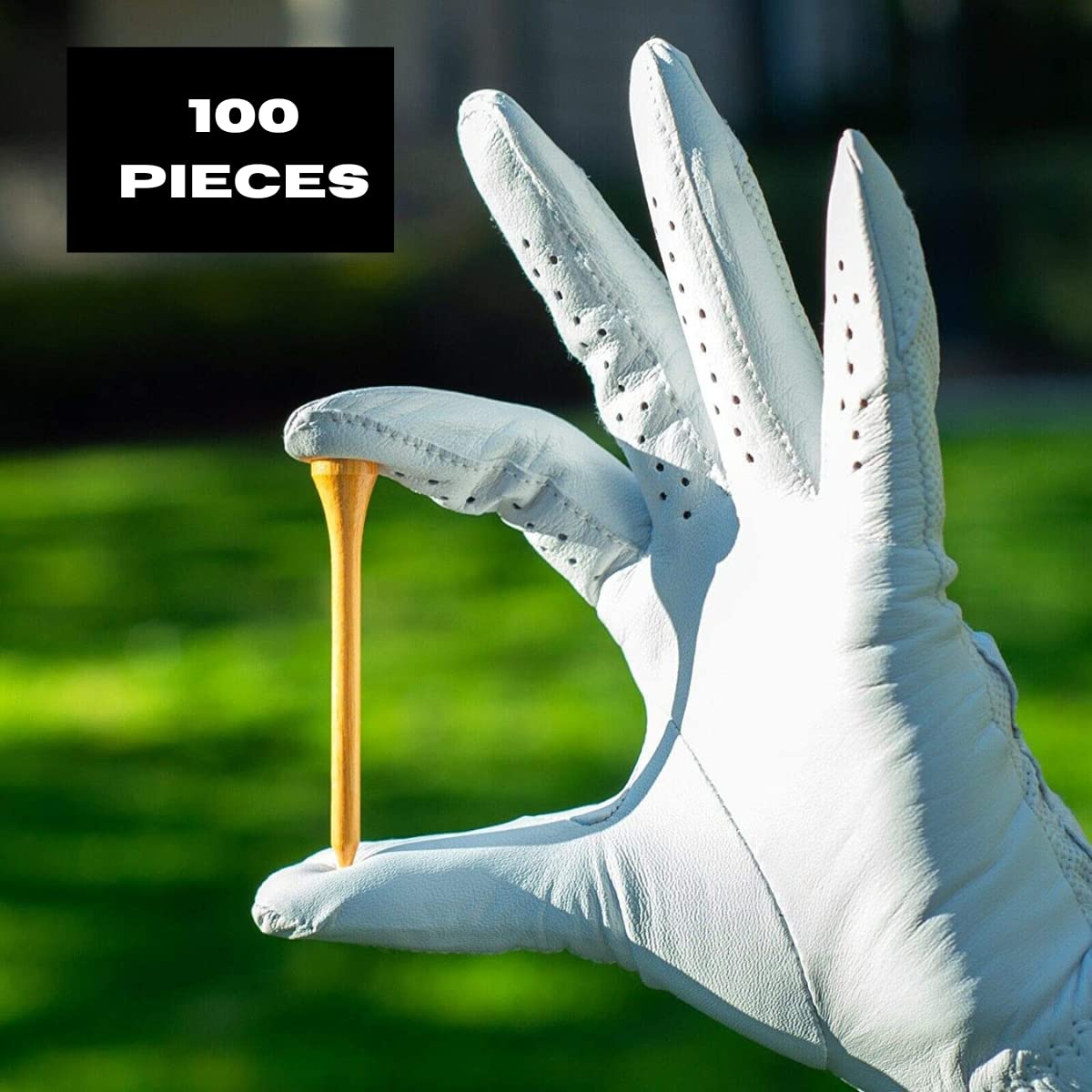 BluBall Bamboo Golf Tees - Adjustable Bamboo Tees Stronger Than Wood - 100 Golf Tee Pack of Size 3-1/4 Inch | Biodegradable Golf Tees Cause Less Friction