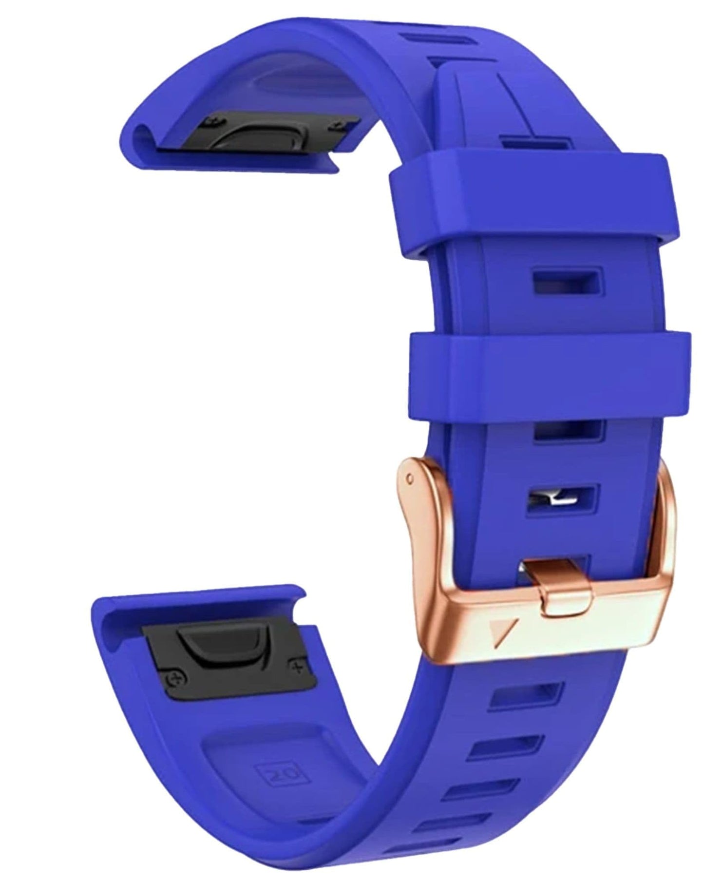 OUTVI 20mm Watch Band for Garmin fenix 6s 5s 7s pro epix pro gen 2 42mm Descent Mk2s Mk3 Mk3i soft silicone quick fit 20 bands with Rose Gold buckle for women Blue