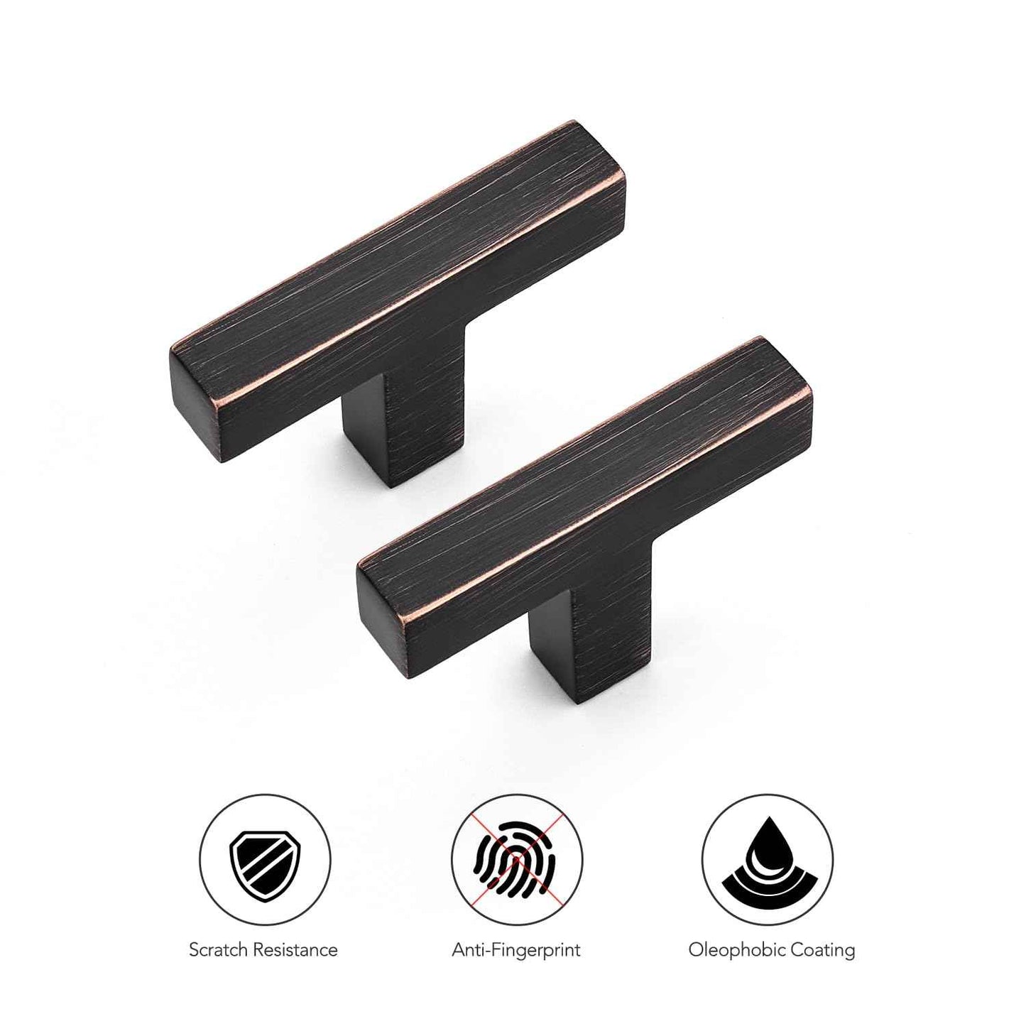 Ravinte 10 Pack Solid Single Hole Slim Square Bar Drawer Handles Cabinet Hardware - Oil-Rubbed Bronze Kitchen Pulls