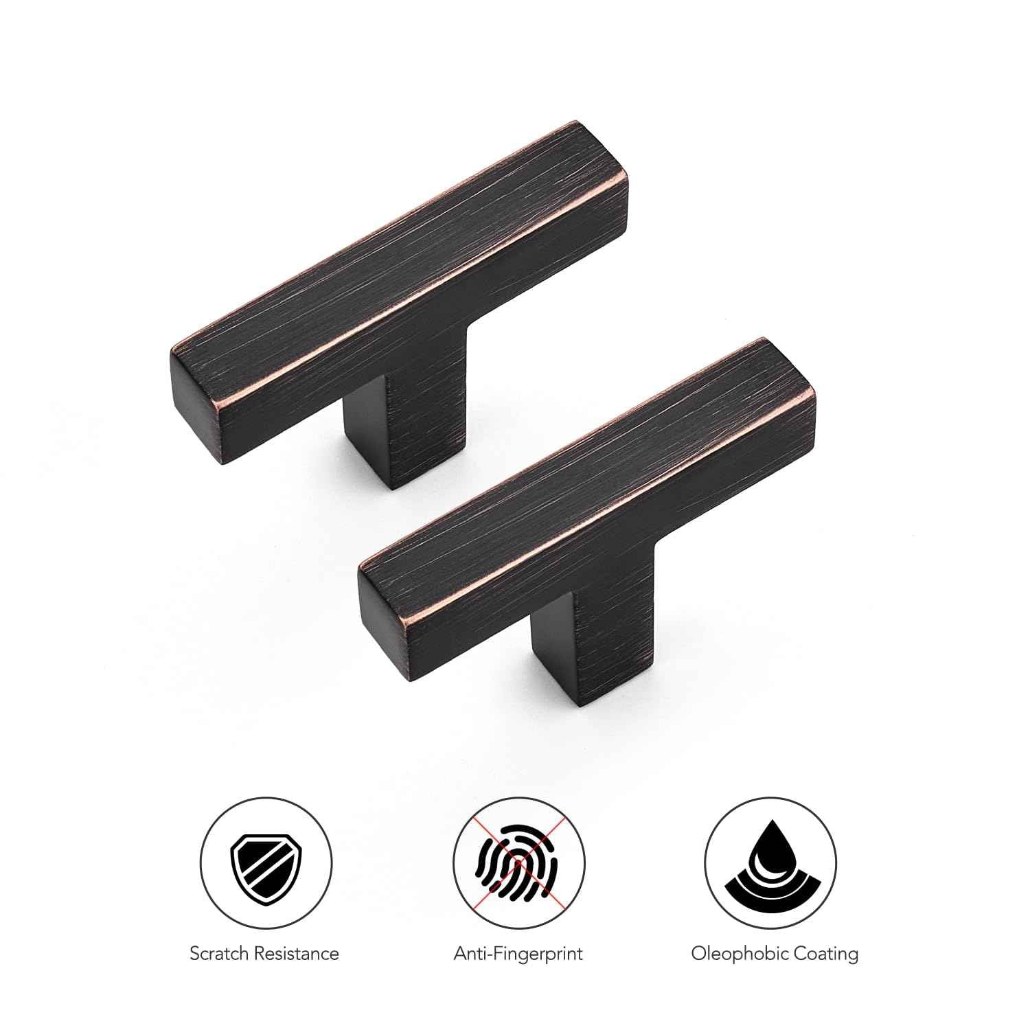 Ravinte 10 Pack Solid Single Hole Slim Square Bar Drawer Handles Cabinet Hardware - Oil-Rubbed Bronze Kitchen Pulls