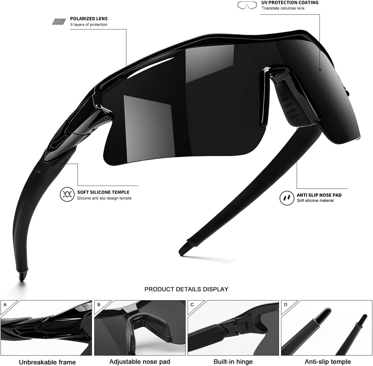 SEKKAF Polarized Sports Sunglasses - UV400 Protection for Men, Women & Youth | Ideal for Cycling, Fishing & Golf