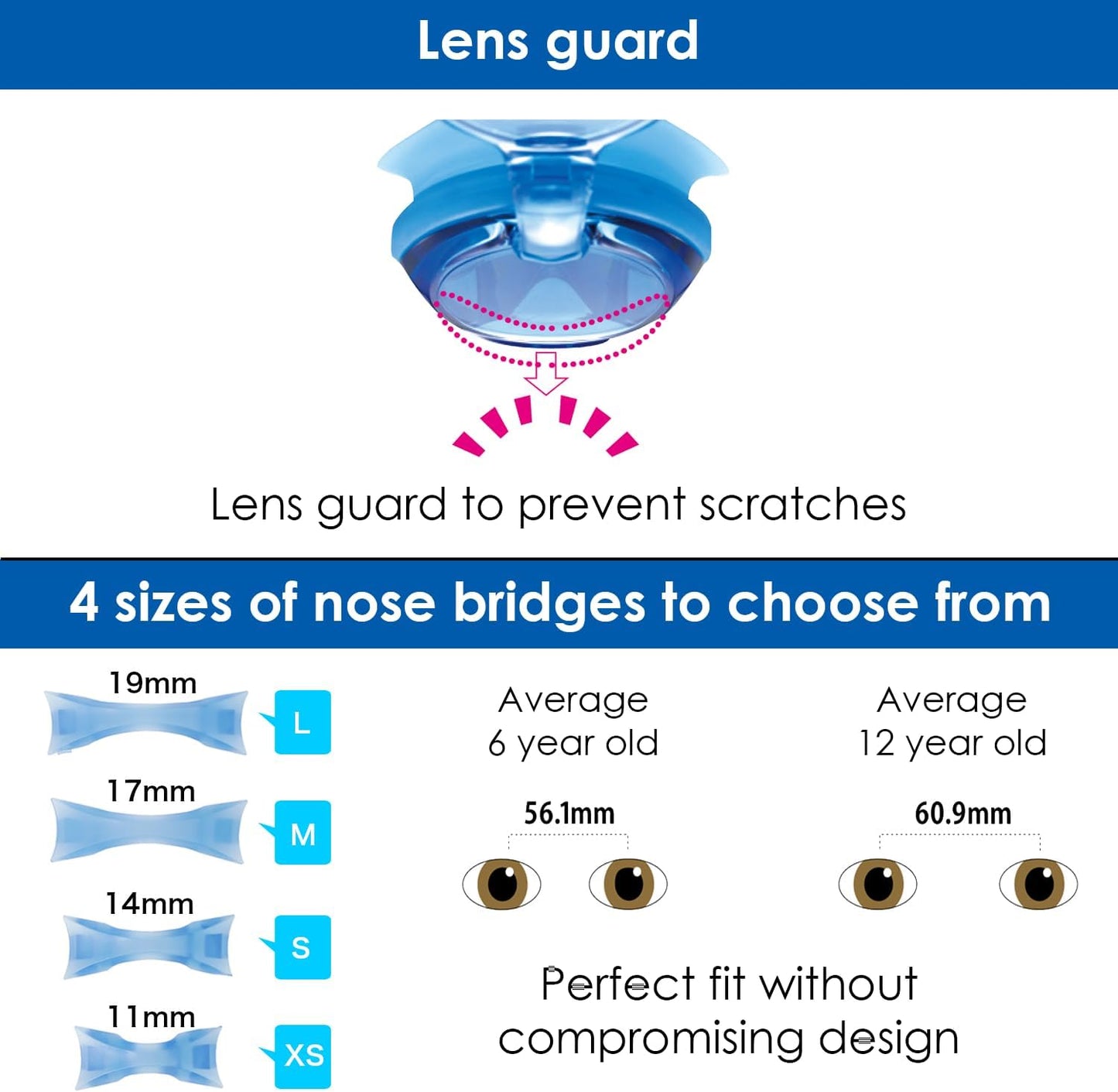 Zutto V-722JASA Anti-Fog Junior Swim Goggles | Perfect for Ages 6-12, Comfortable Fit