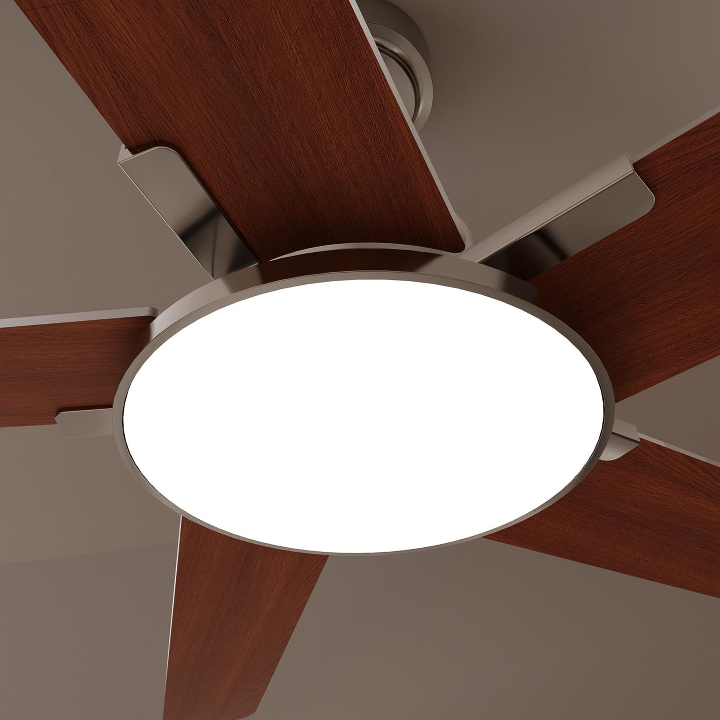 Fanbliss 44 Inch Ceiling Fans with Lights, Modern Nickel Ceiling Fan with Dimmable LED, 6 Speeds, Timer, Quiet Reversible DC Motor, Remote Control Ceiling Fan for Bedroom, Living Room and Kitchen