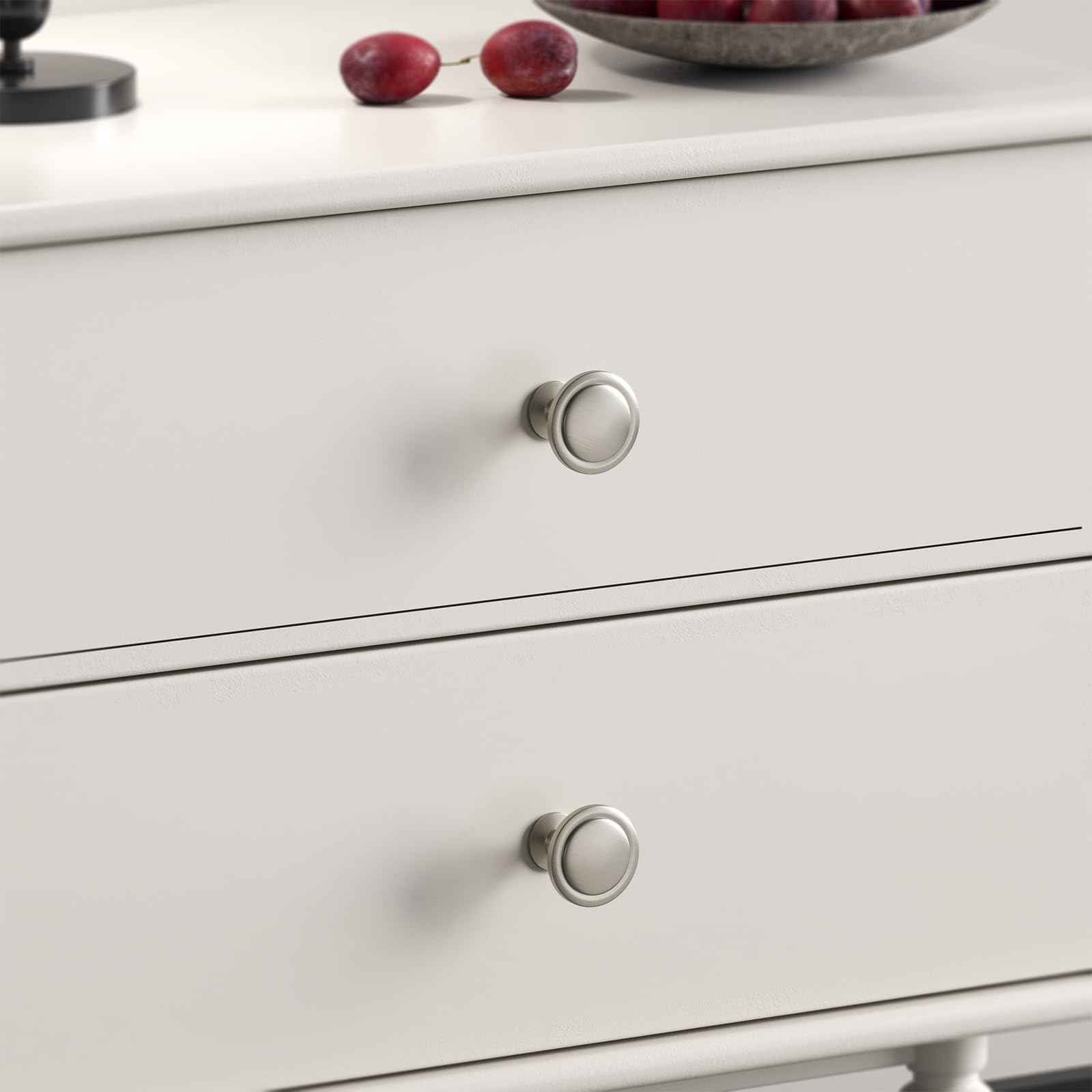 homdiy 10 Pack Brushed Nickel Cabinet Knobs Round Silver Kitchen Knobs for Cabinets, Dresser Drawer Pulls, Zinc Alloy