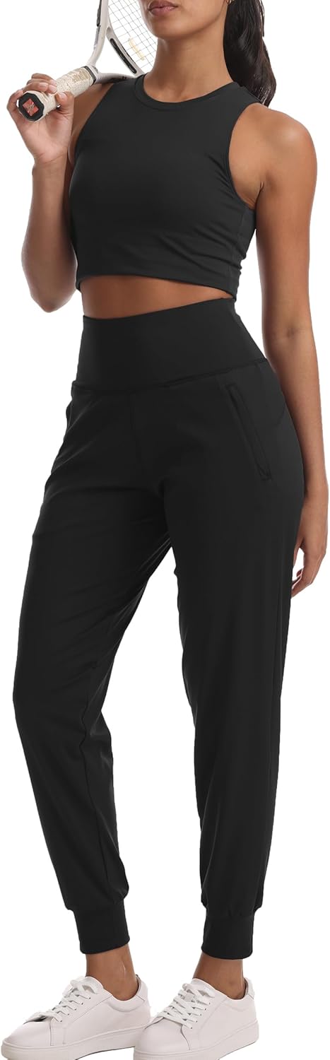 Skiennix Women's Joggers - Lightweight High Waisted Athletic Pants with Pockets for Yoga & Gym